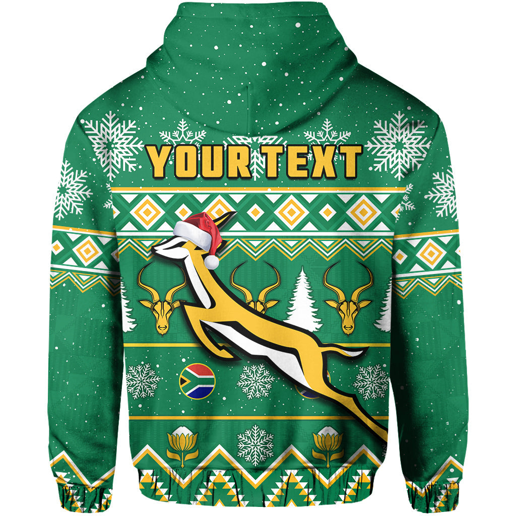 Custom South Africa Rugby Christmas Hoodie Springboks Proud Geseende Kersfees - Wonder Print Shop