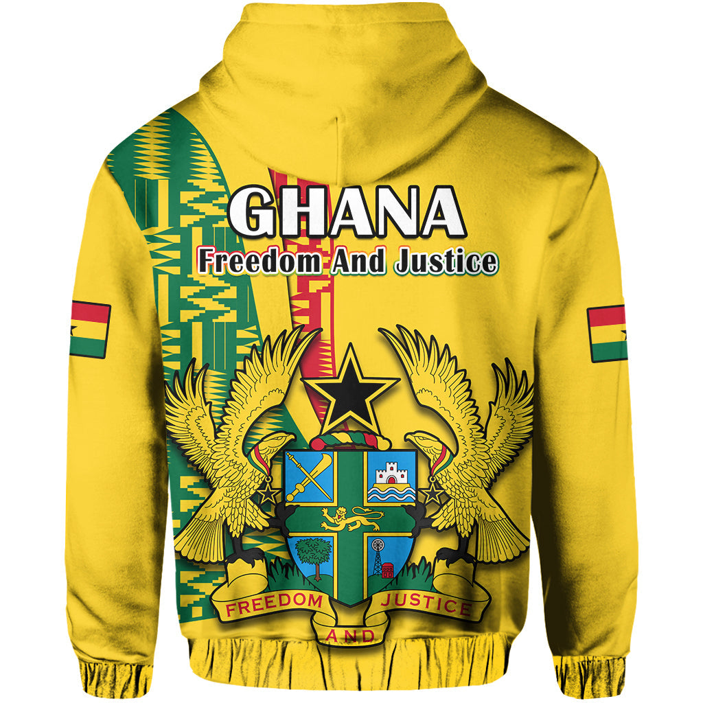 Ghana Hoodie Ghanan Coat Of Arms Mix Kente Pattern - Wonder Print Shop