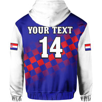 Custom Croatia Football Hoodie Hrvatska Checkerboard Blue Version - Wonder Print Shop