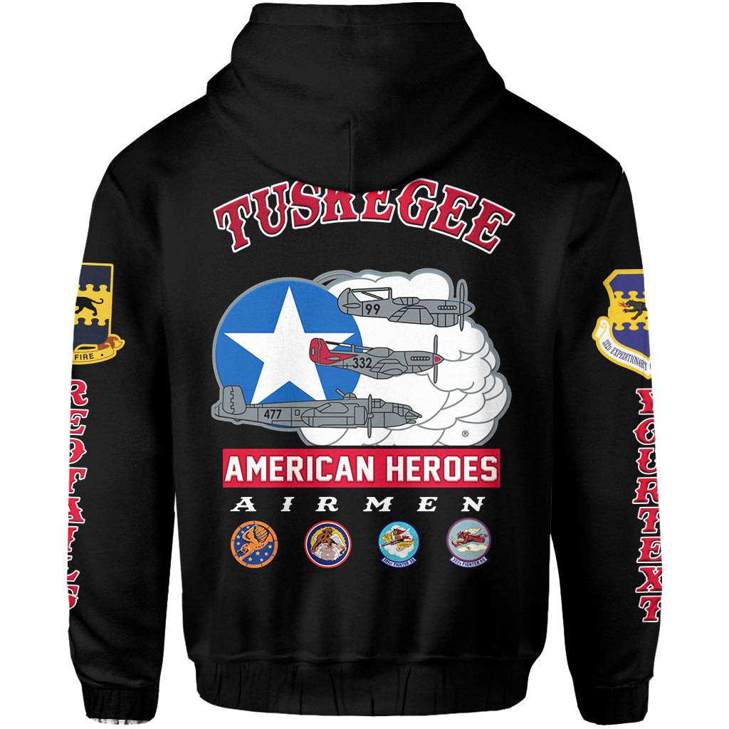 Custom Tuskegee Airmen Hoodie Red Tail Angels American Heros - Wonder Print Shop