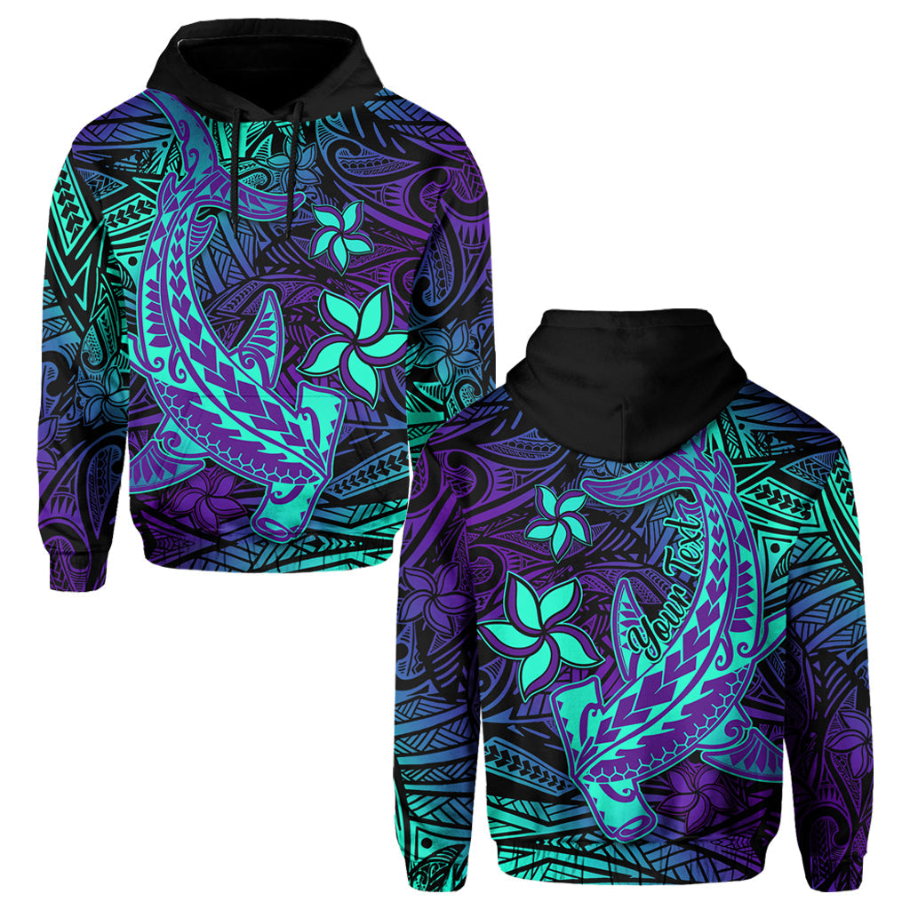 Custom Polynesian Hoodie Purple Paradise Hawaiian Tribal Hammerhead Shark - Wonder Print Shop
