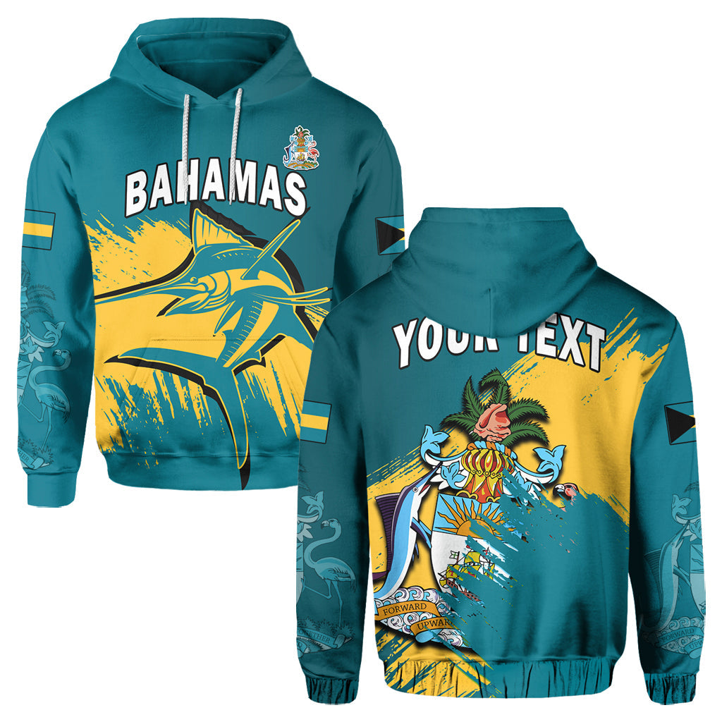 Custom Bahamas Hoodie Blue Marlin With Bahamian Coat Of Arms - Wonder Print Shop