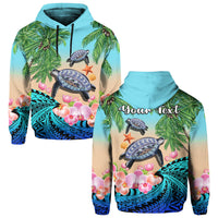 Custom Personalised Polynesian Turtle Coconut Tree And Orchids Hoodie - Wonder Print Shop
