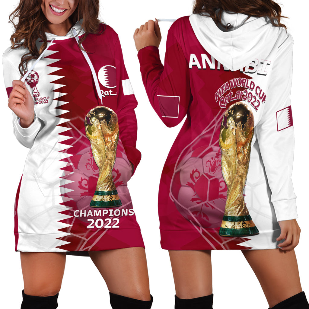 Qatar Football Hoodie Dress Annabi Champions Proud WC 2022 - Wonder Print Shop