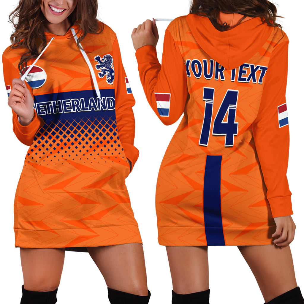 (Custom Text And Number) Netherlands Football Hoodie Dress Holland World Cup 2022 - Wonder Print Shop