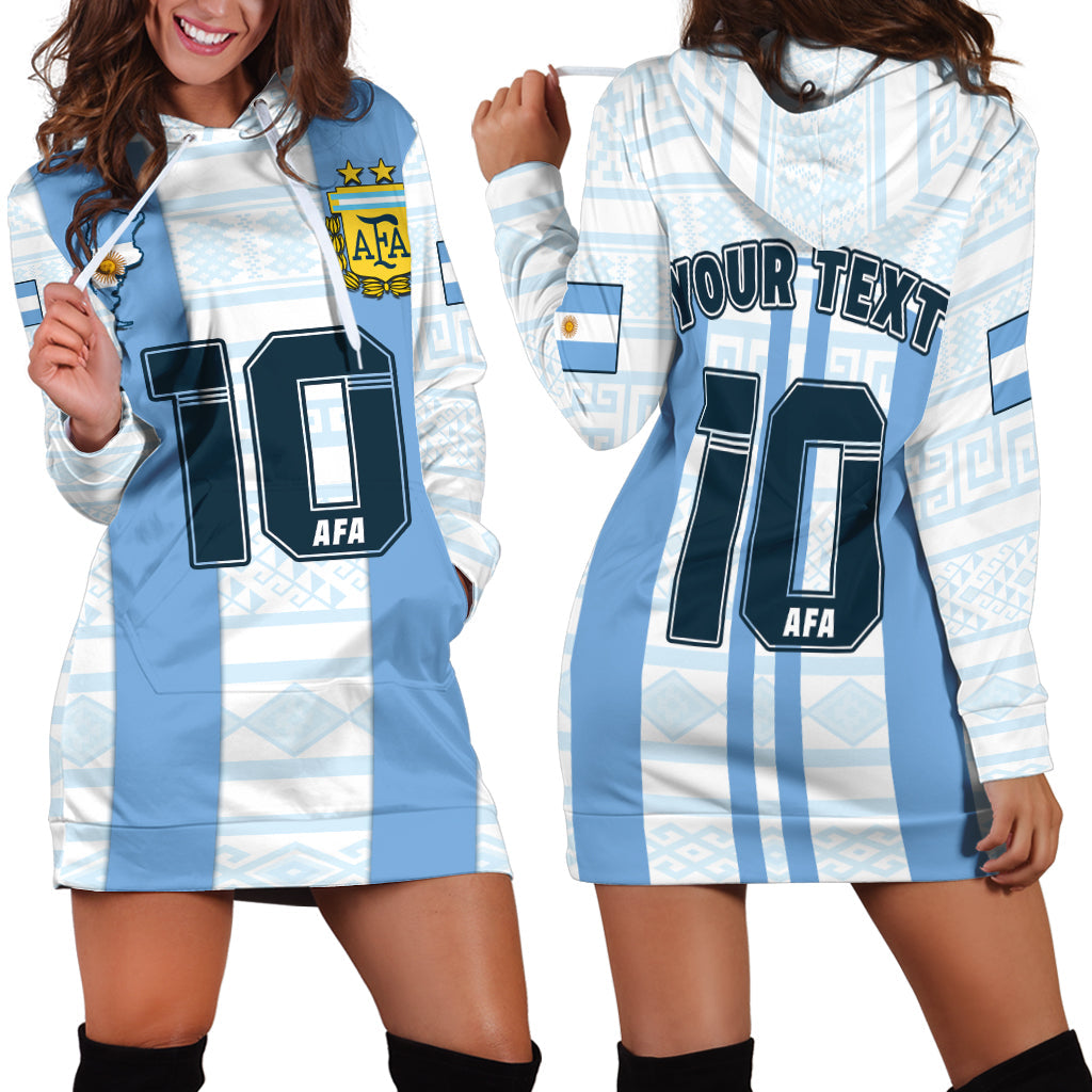(Custom Text And Number) Argentina Football 2022 Hoodie Dress Vamos La Albiceleste - Wonder Print Shop