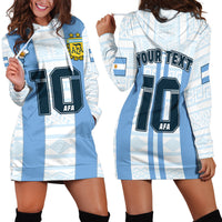 (Custom Text And Number) Argentina Football 2022 Hoodie Dress Vamos La Albiceleste - Wonder Print Shop