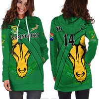 (Custom Text And Number) South Africa Rugby Hoodie Dress Bokke Springbok With African Pattern Stronger Together - Wonder Print Shop