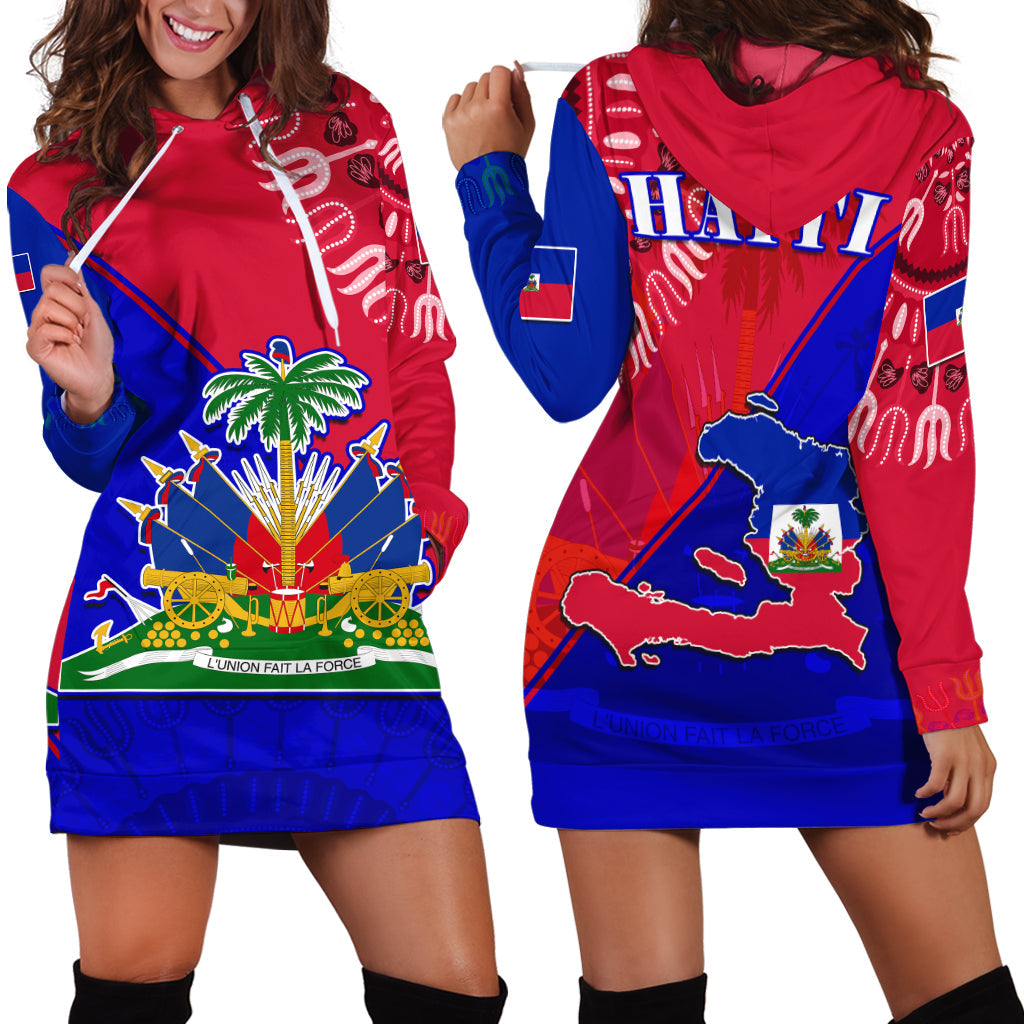 Haiti Hoodie Dress Haiti Flag Dashiki Simple Style - Wonder Print Shop