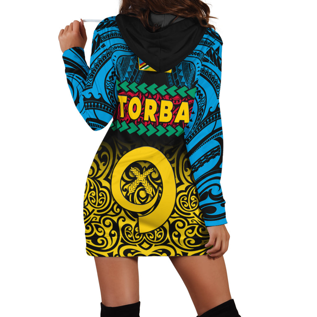 Torba Province Hoodie Dress Vanuatu Pig Tusk Polynesian Flag Style - Wonder Print Shop