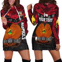 Custom Text And Number Papua New Guinea Rugby Hoodie Dress PNG Kumuls Bird Of Paradise Black - Wonder Print Shop