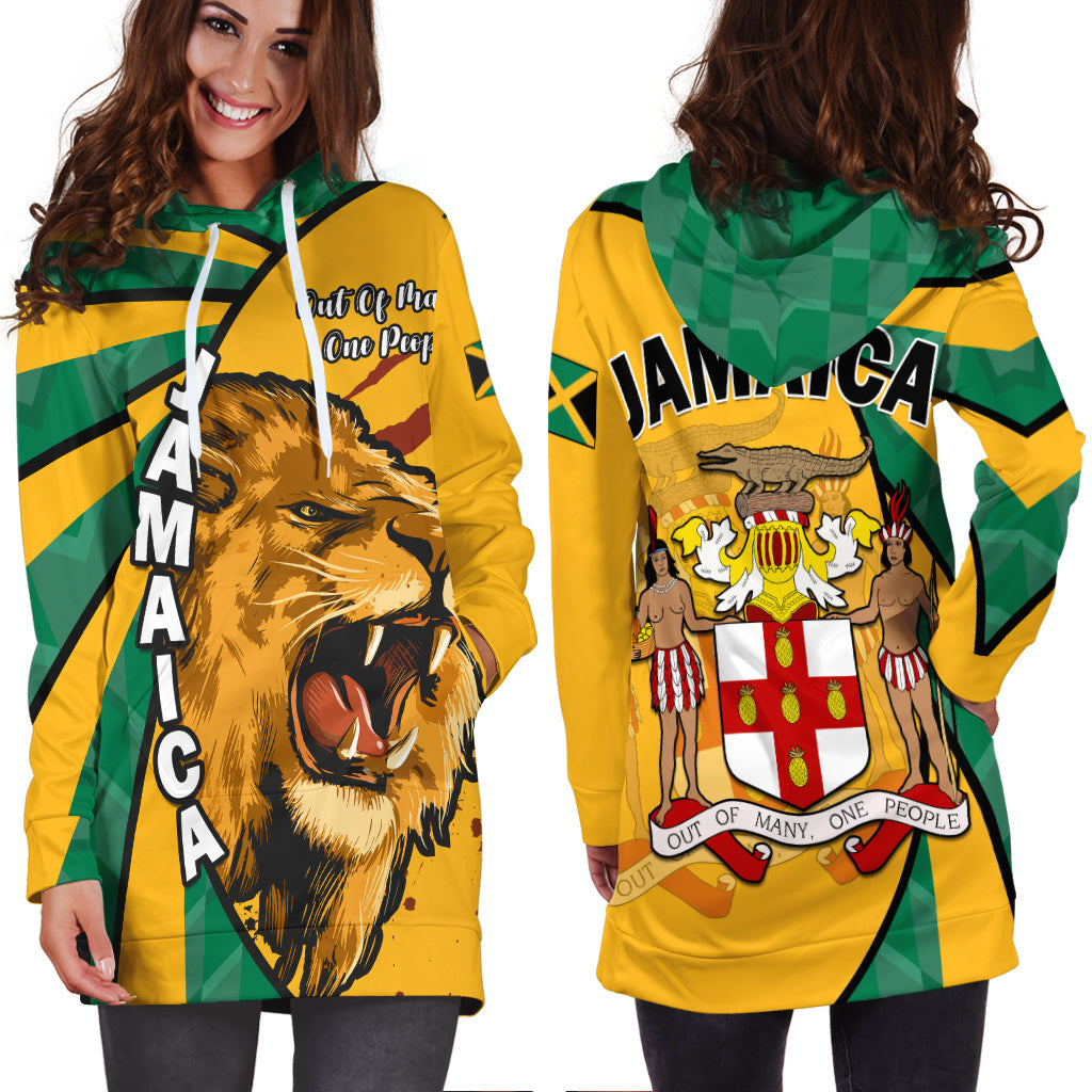 Jamaica Athletics Hoodie Dress Jamaican Flag Mix Lion Sporty Style - Wonder Print Shop