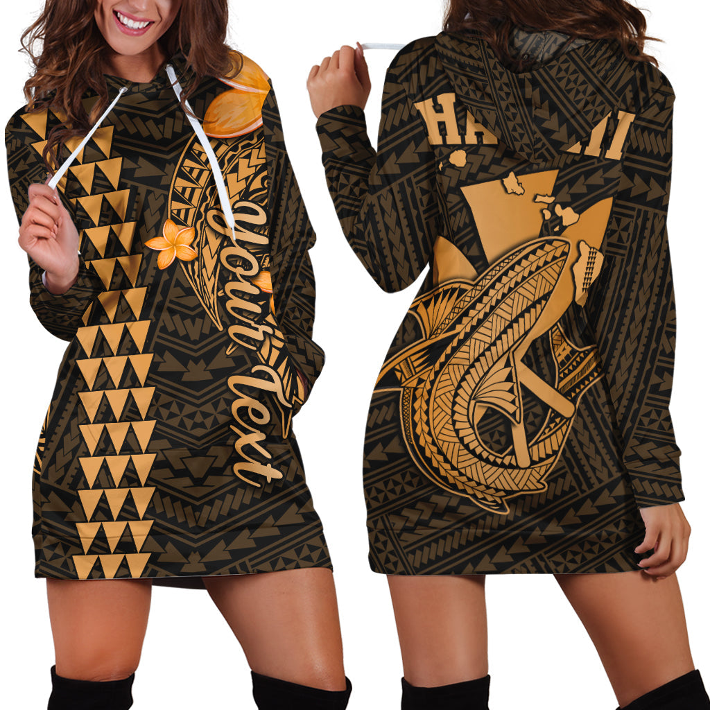 Custom Personalised Hawaii Hoodie Dress Kakau Kanaka Maoli Combine Polynesian Shark Ver.01 - Wonder Print Shop