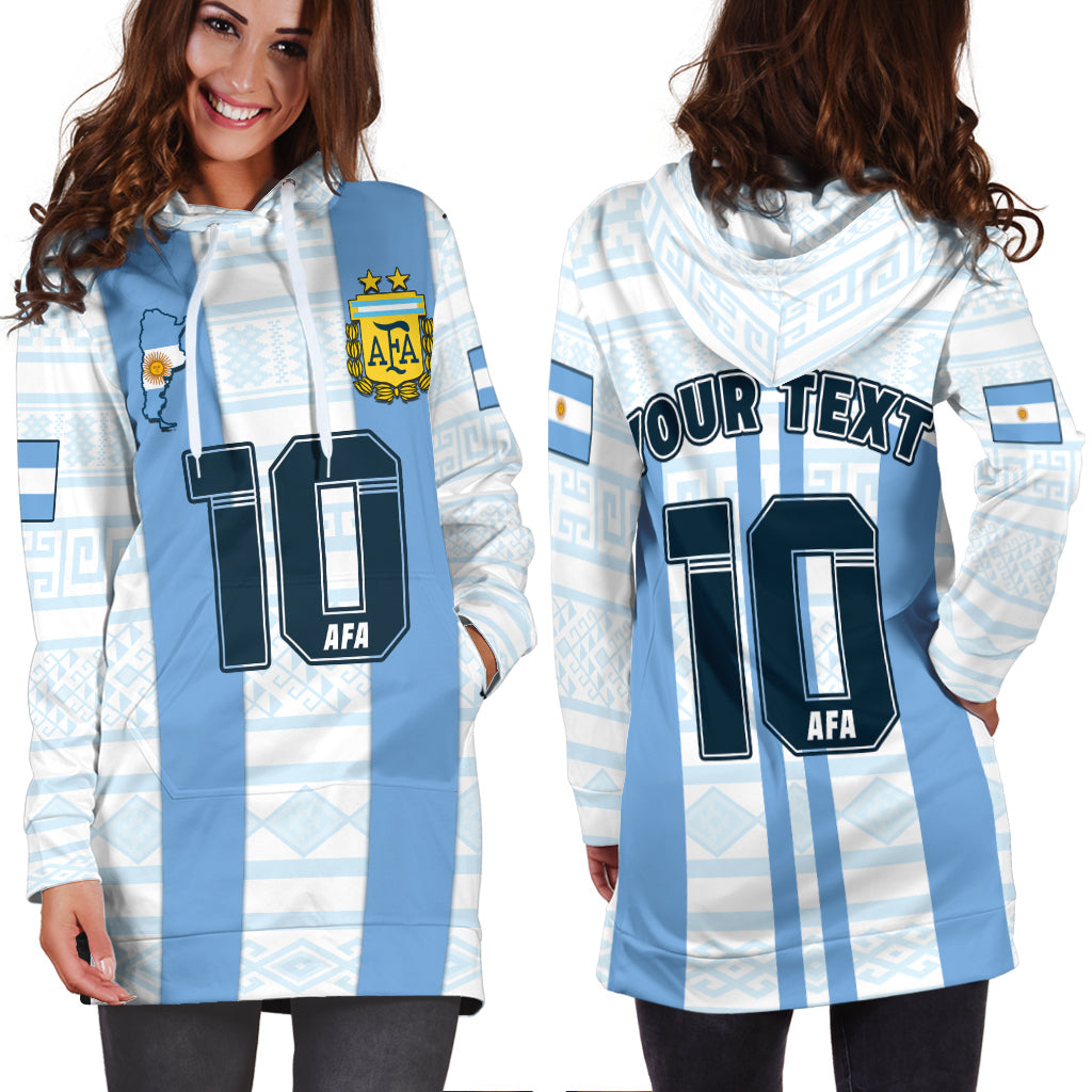 (Custom Text And Number) Argentina Football 2022 Hoodie Dress Vamos La Albiceleste - Wonder Print Shop