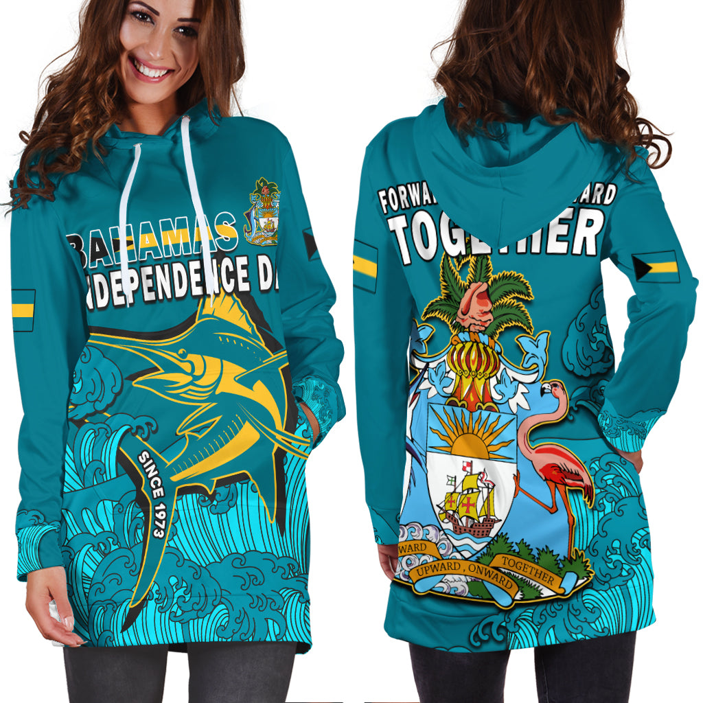 Bahamas Independence Day Hoodie Dress Blue Marlin Since 1973 Style - Wonder Print Shop