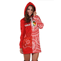 Custom Personalised Tonga Hoodie Dress Tongan Coat Of Arms Ngatu Pattern - Wonder Print Shop
