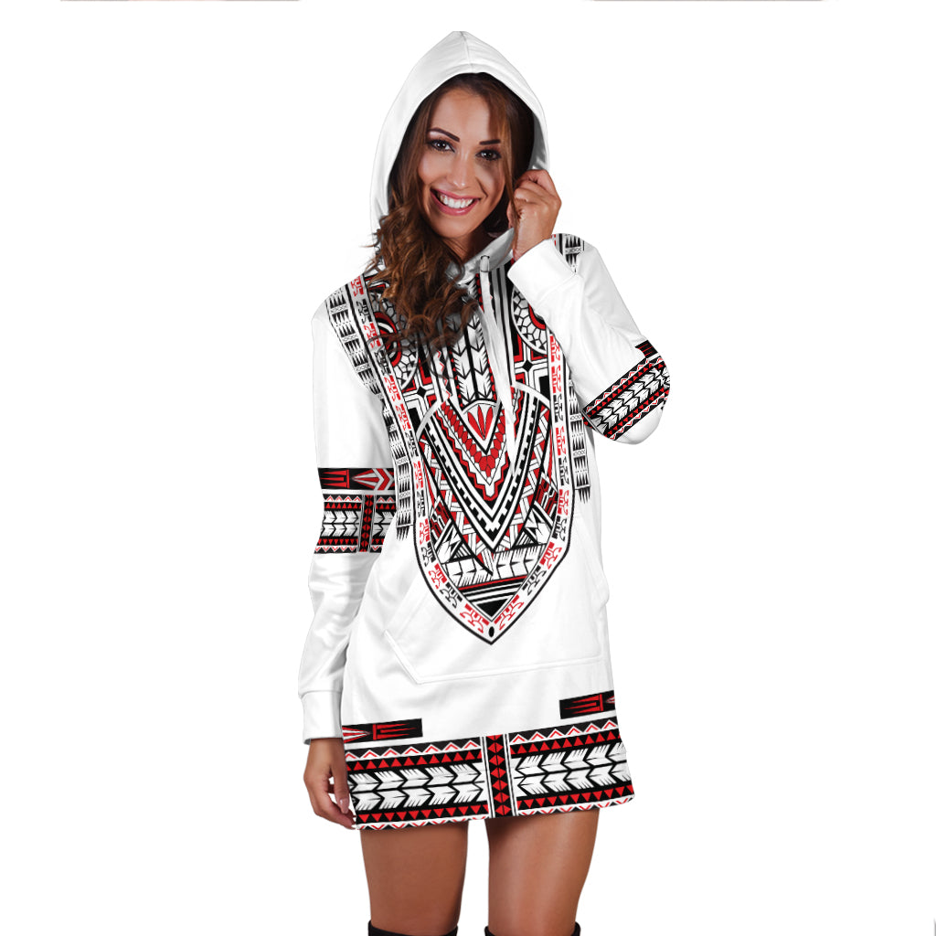 Custom Personalised Polynesian Hoodie Dress Dashiki With Polynesian Tattoo Royal Version - Wonder Print Shop