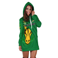 South Africa Rugby Hoodie Dress Bokke Springbok With African Pattern Stronger Together - Wonder Print Shop