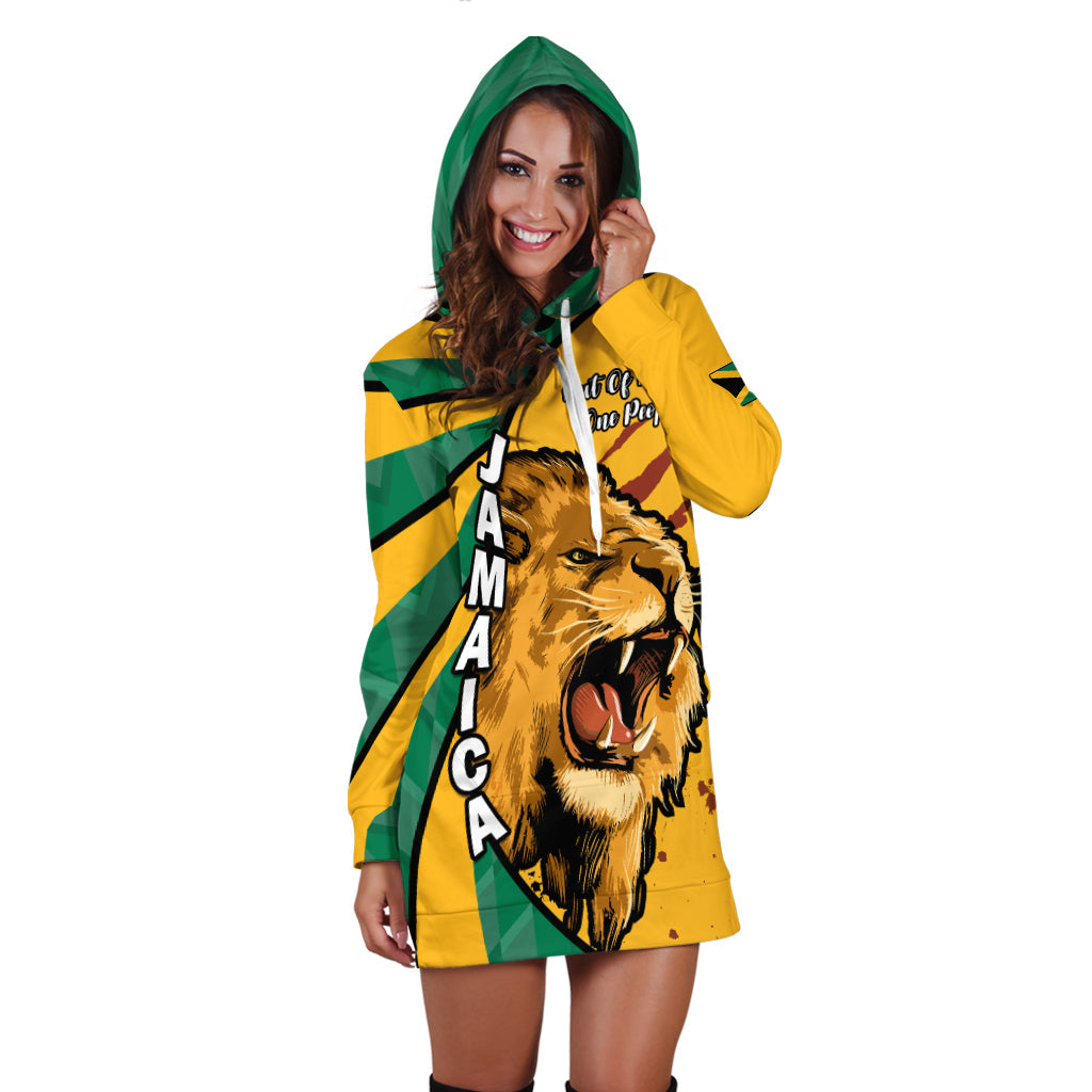 Jamaica Athletics Hoodie Dress Jamaican Flag Mix Lion Sporty Style - Wonder Print Shop