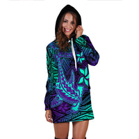 Custom Personalised Polynesian Hoodie Dress Purple Paradise Hawaiian Tribal Hammerhead Shark - Wonder Print Shop