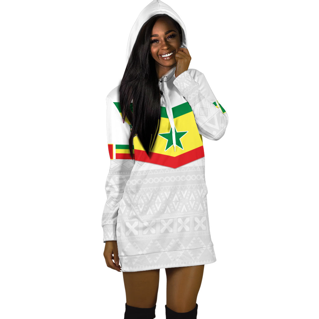 (Custom Personalised) Senegal Football 2022 Hoodie Dress Champion Teranga Lions Mix African Pattern LT13 - Wonder Print Shop