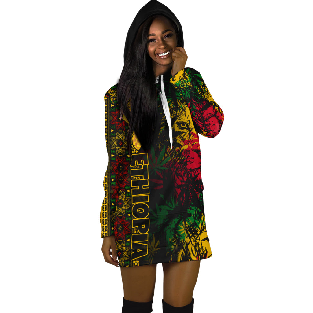 Ethiopia Lion Reggae Hoodie Dress Ethiopian Cross LT13 - Wonder Print Shop