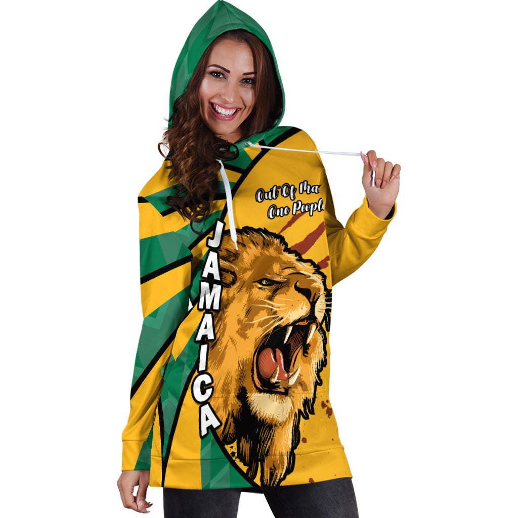 Jamaica Athletics Hoodie Dress Jamaican Flag Mix Lion Sporty Style - Wonder Print Shop
