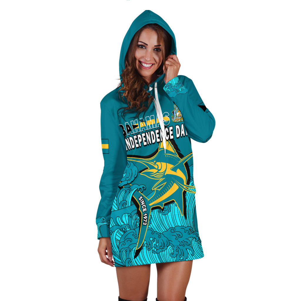 Bahamas Independence Day Hoodie Dress Blue Marlin Since 1973 Style - Wonder Print Shop