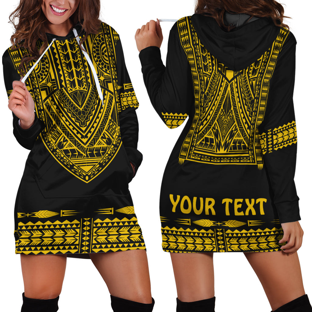 Custom Personalised Polynesian Hoodie Dress Dashiki With Polynesian Tattoo Royal Golden Version - Wonder Print Shop
