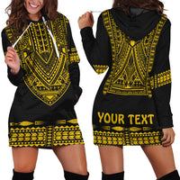 Custom Personalised Polynesian Hoodie Dress Dashiki With Polynesian Tattoo Royal Golden Version - Wonder Print Shop