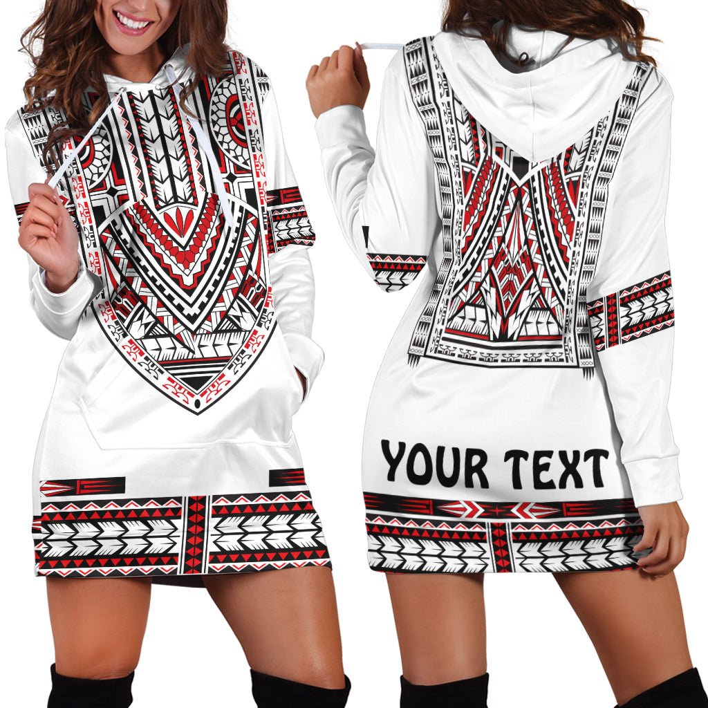 Custom Personalised Polynesian Hoodie Dress Dashiki With Polynesian Tattoo Royal Version - Wonder Print Shop