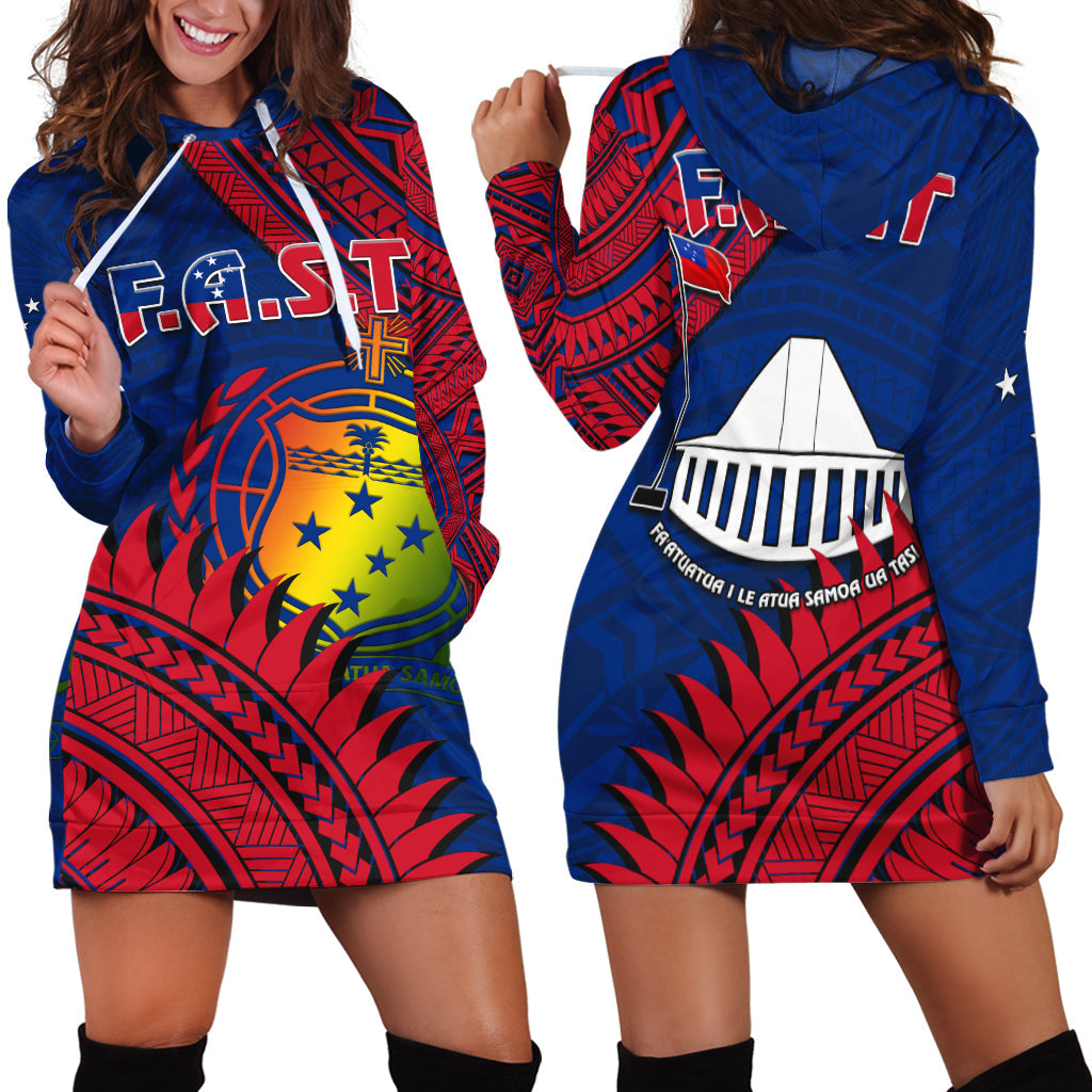 F.A.S.T Samoa Hoodie Dress Samoan Coat Of Arms Polynesian Pattern - Wonder Print Shop