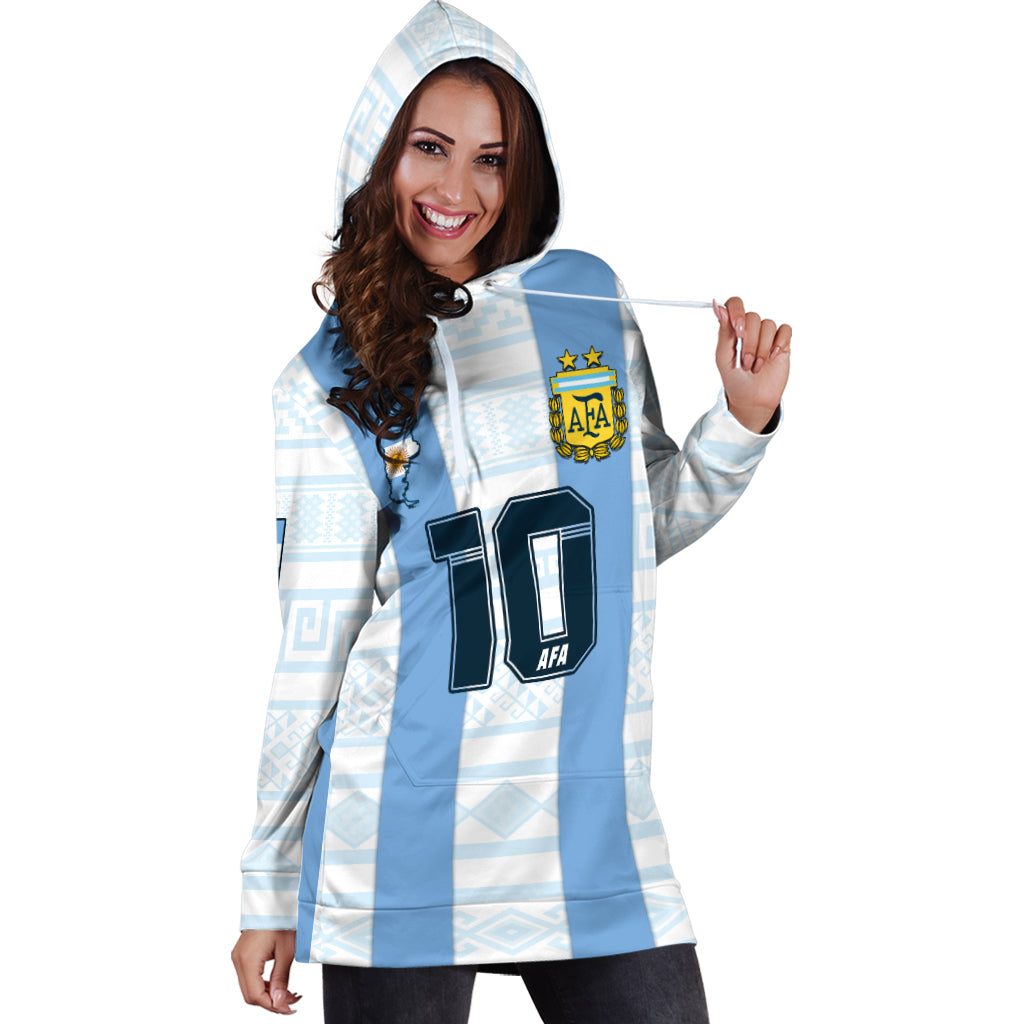 (Custom Text And Number) Argentina Football 2022 Hoodie Dress Vamos La Albiceleste - Wonder Print Shop