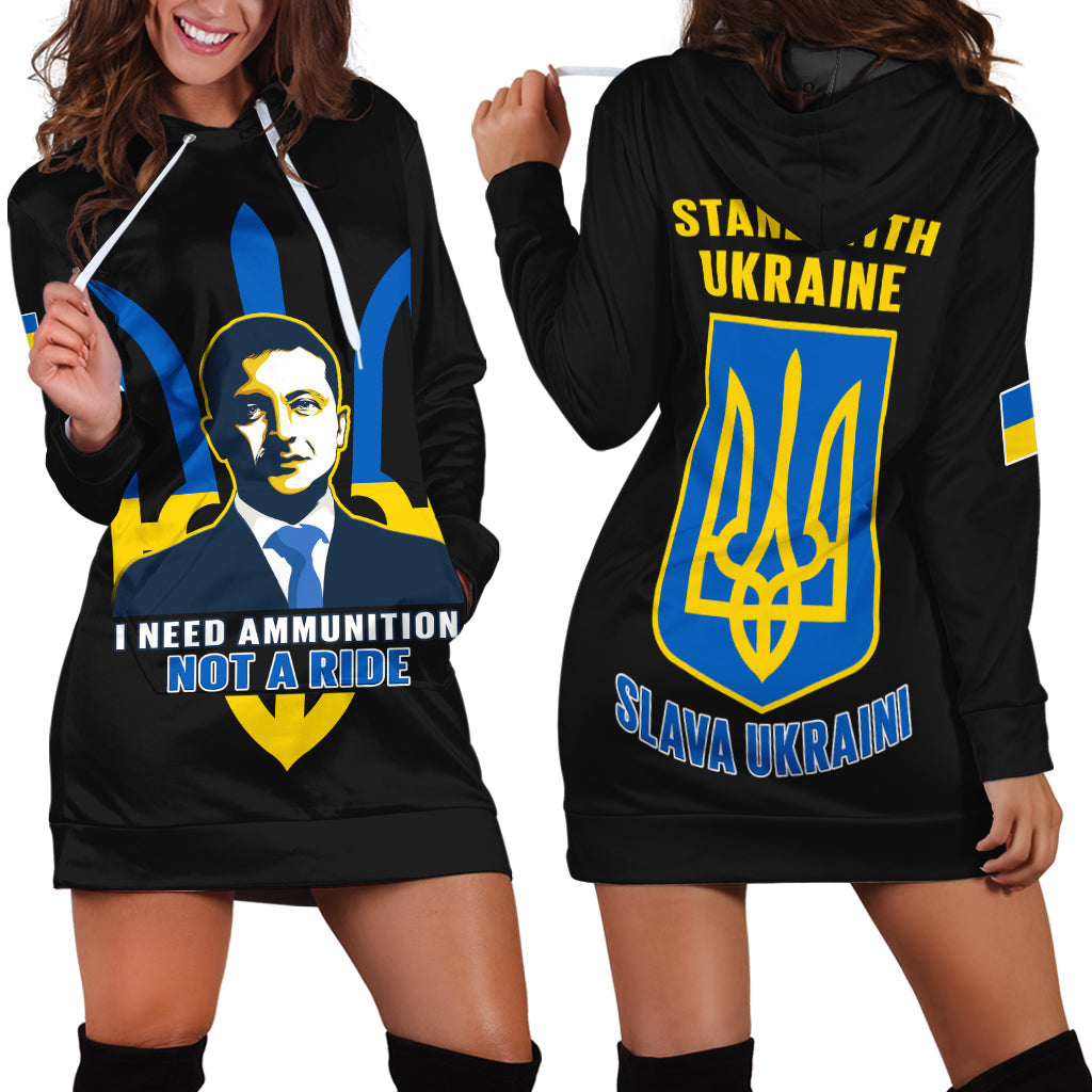 ukraine-hoodie-dress-ukrainian-president-i-need-ammunition-not-a-ride-black