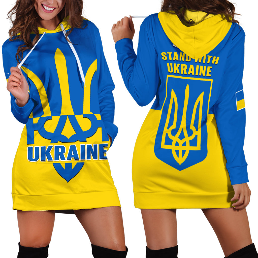 Ukraine Hoodie Dress Stand With Ukrainian Simple Style - Wonder Print Shop