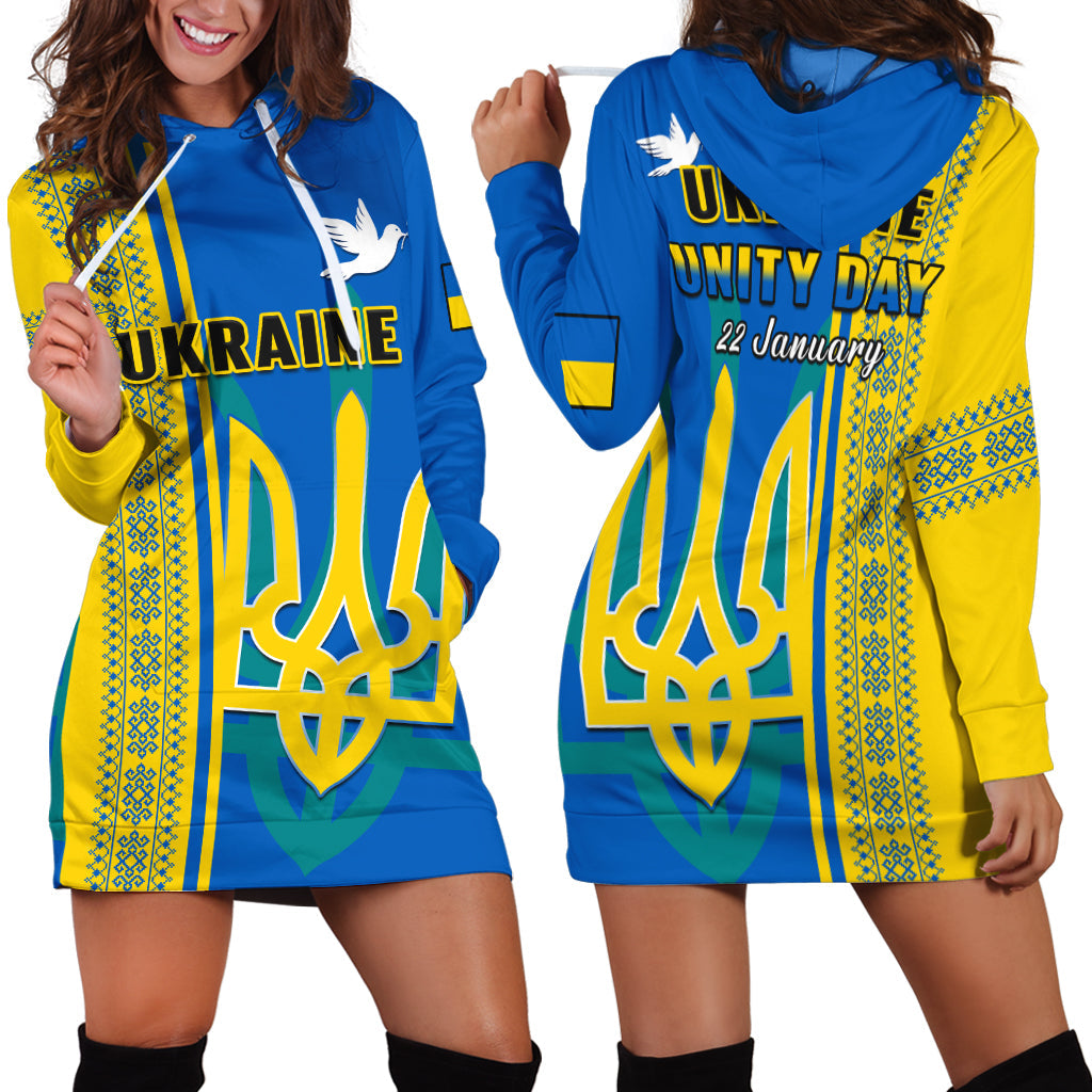 Ukraine Unity Day Hoodie Dress Folk Ukrainian Coat Of Arms - Wonder Print Shop