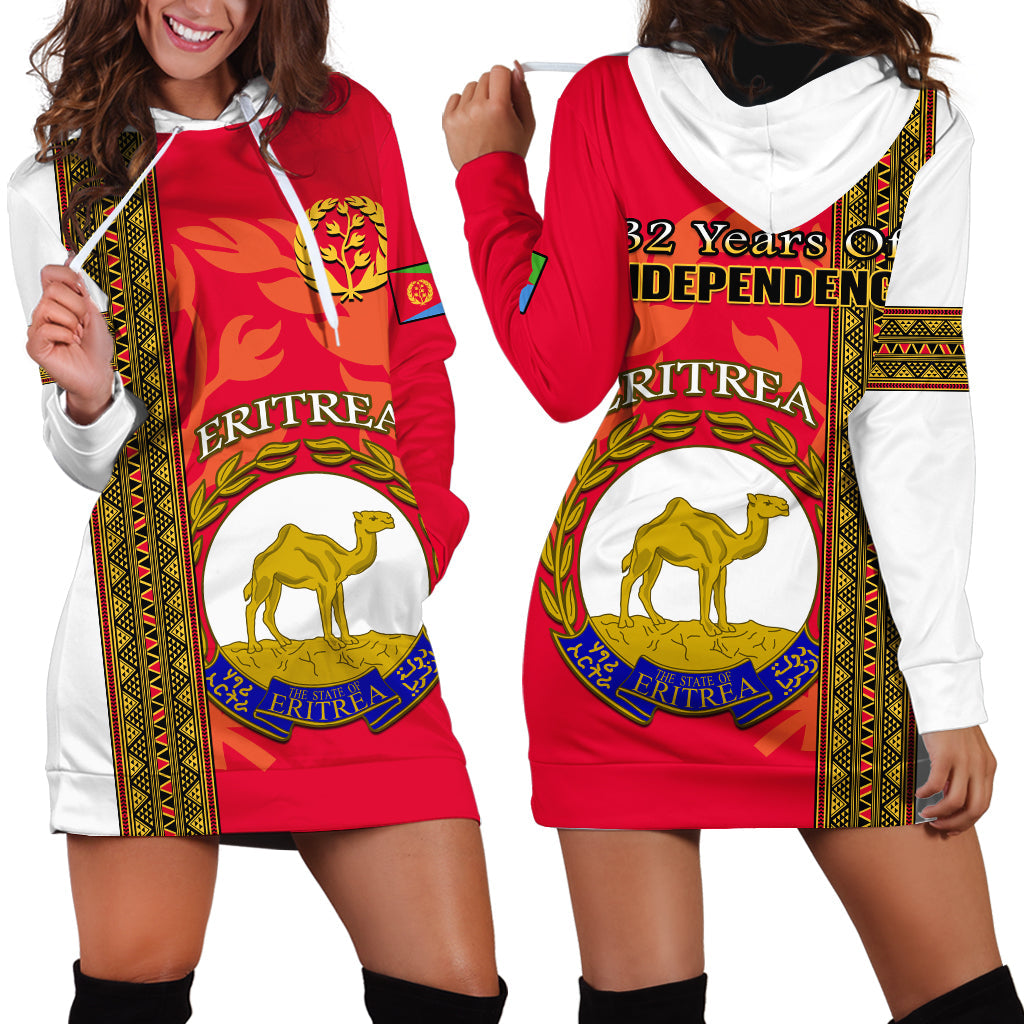 Eritrea Hoodie Dress African Pattern Happy Independence Day Version White - Wonder Print Shop