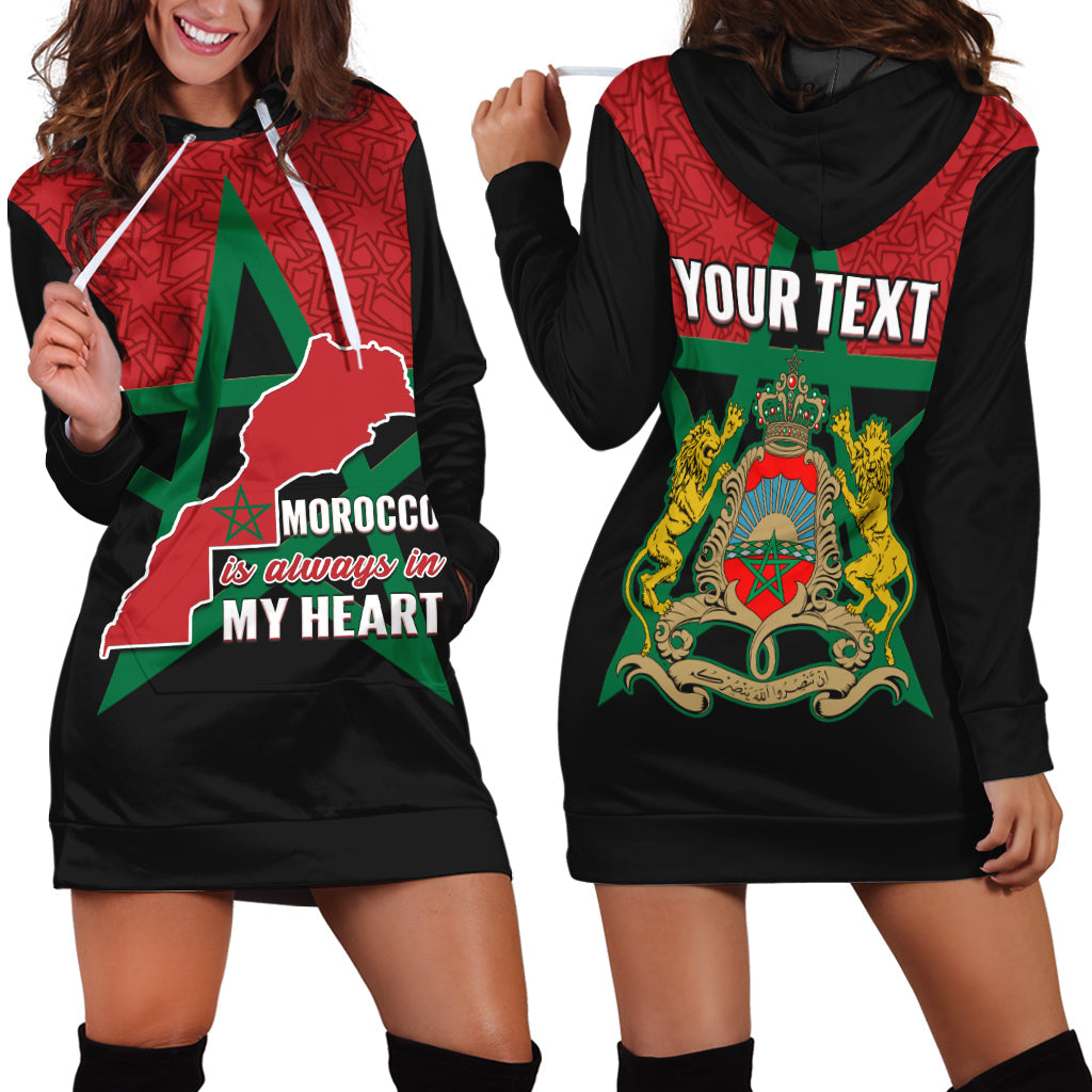 (Custom Personalised) Morocco Western Sahara Hoodie Dress Map Black Moroccan Is Always In My Heart - Wonder Print Shop