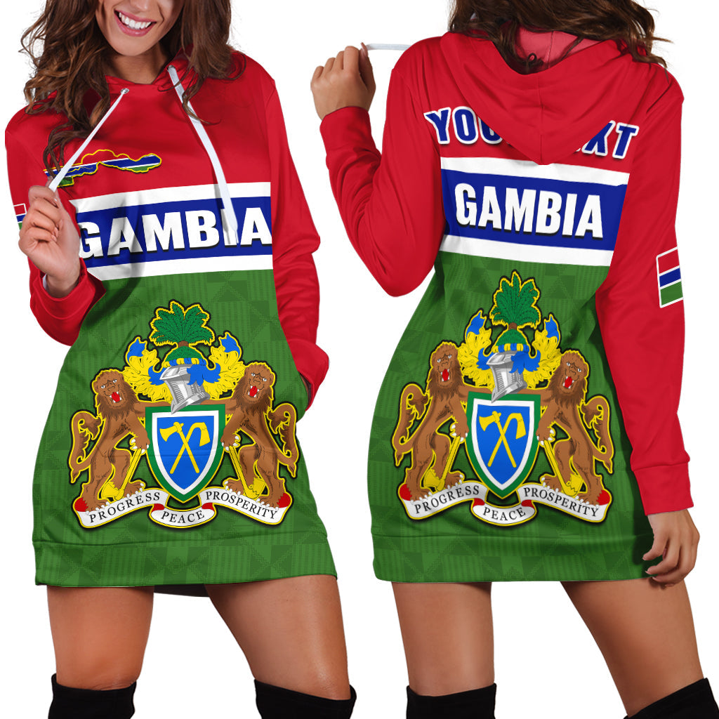 (Custom Personalised) Gambia Hoodie Dress Happy 58th Independence Anniversary Flag Style - Wonder Print Shop