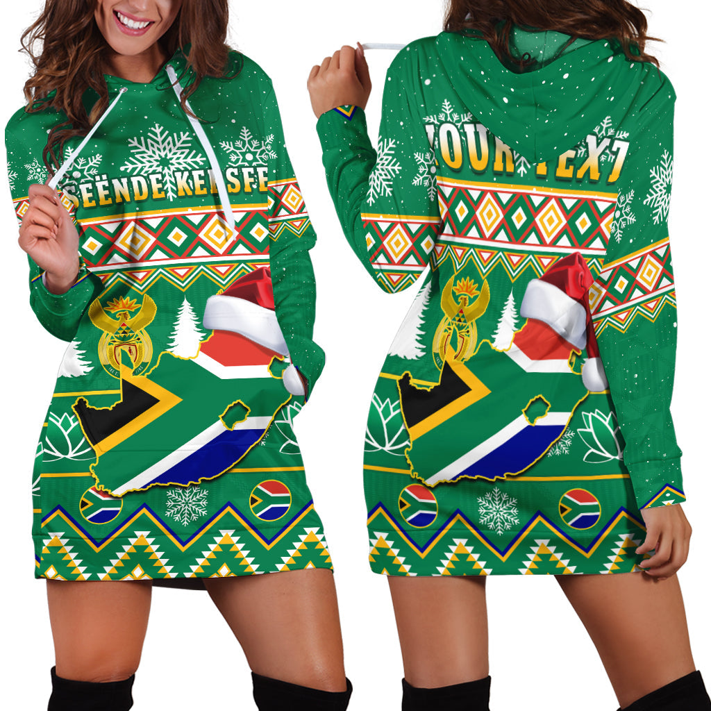 (Custom Personalised) South Africa Christmas Hoodie Dress King Protea Geseende Kersfees - Wonder Print Shop