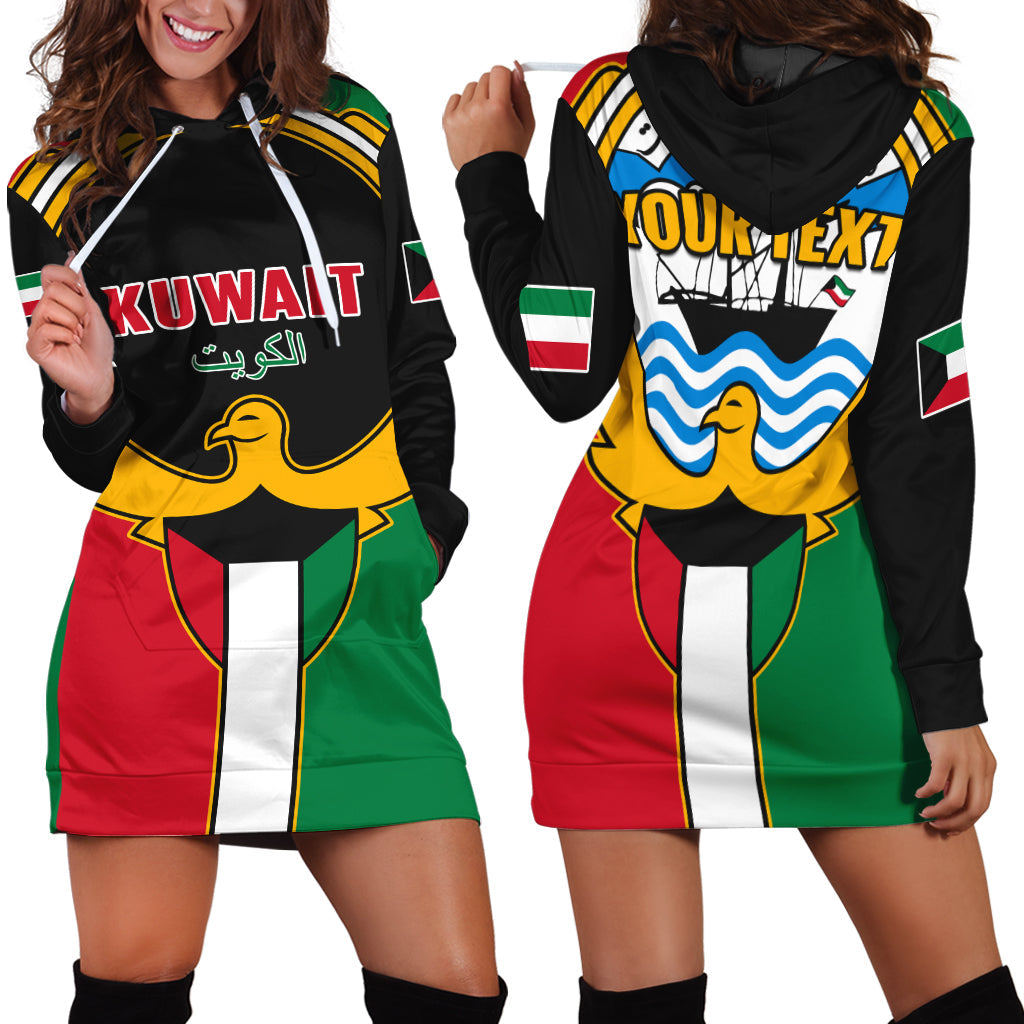 (Custom Personalised) Kuwait Hoodie Dress Happy Independence Day With Coat Of Arms - Wonder Print Shop