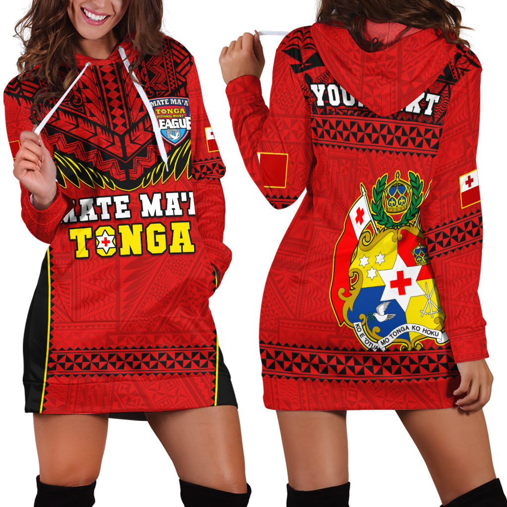 Custom Personalised Tonga Rugby Hoodie Dress Mate Maa Tonga Pacific Ngatu Black - Wonder Print Shop