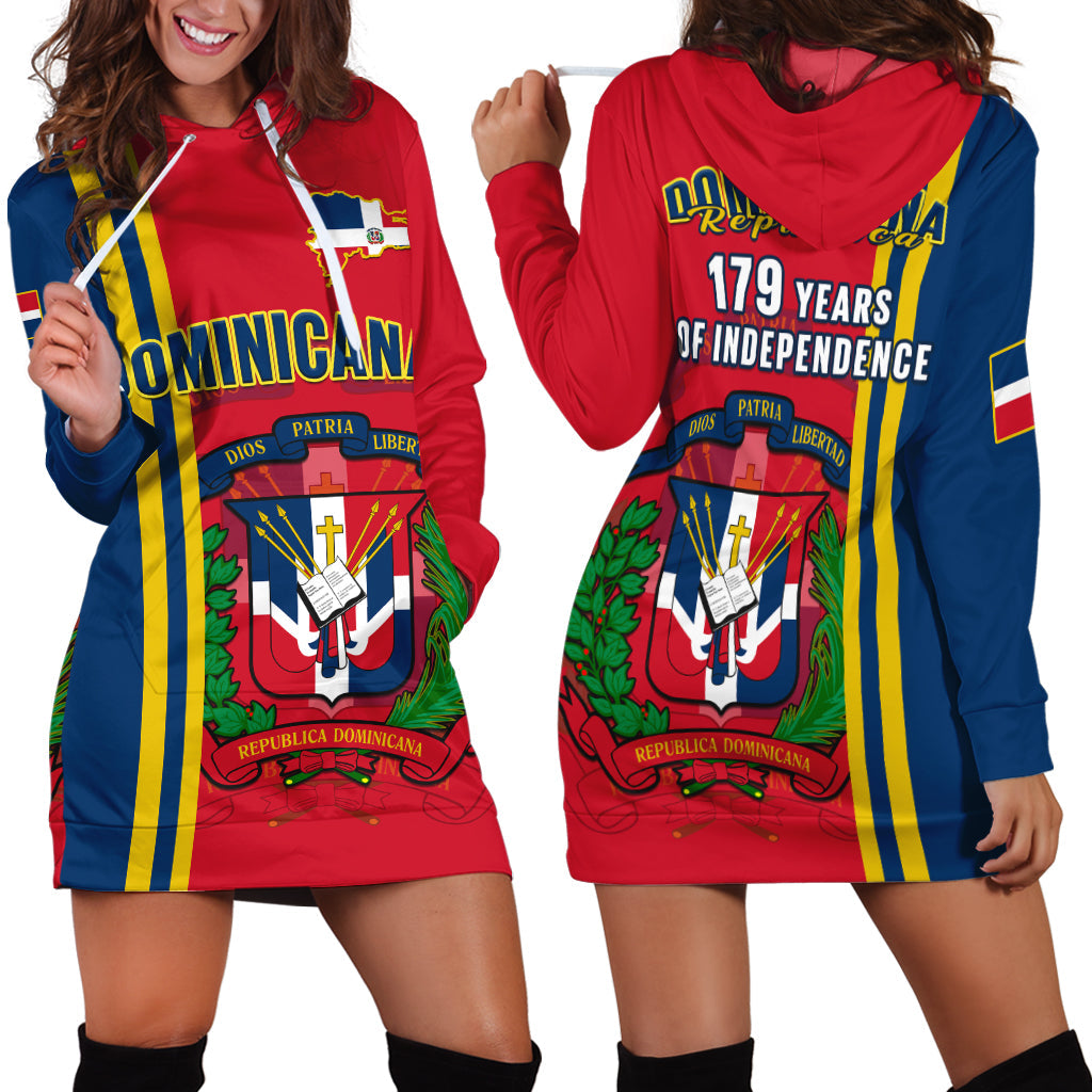 Dominican Republic Hoodie Dress Happy 179 Years Of Independence - Wonder Print Shop