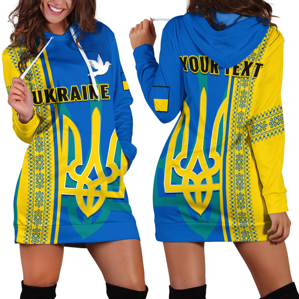 (Custom Personalised) Ukraine Unity Day Hoodie Dress Folk Ukrainian Coat Of Arms - Wonder Print Shop