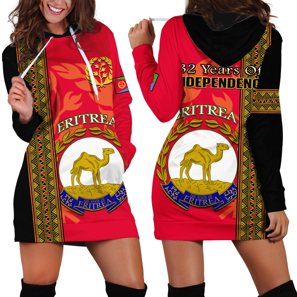 Eritrea Hoodie Dress African Pattern Happy Independence Day Version Black - Wonder Print Shop