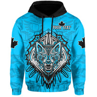 Custom Canada Maple Leaf Hoodie Blue Haida Wolf LT13 - Wonder Print Shop
