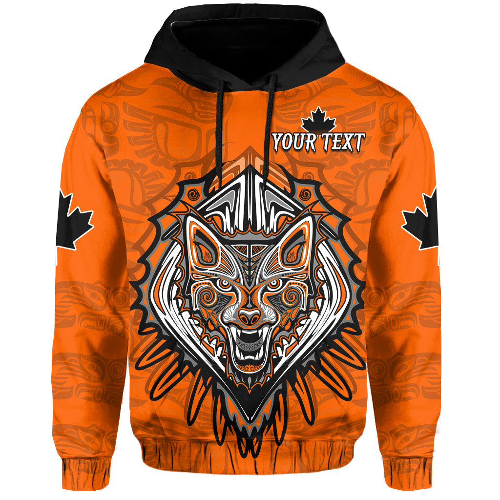 custom-personalised-canada-maple-leaf-hoodie-orange-haida-wolf