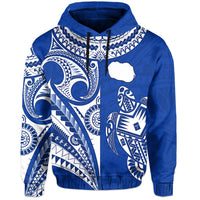 Custom Rarotonga Cook Islands Hoodie Turtle and Map Style Blue LT13 - Wonder Print Shop