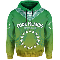 Cook Islands Hoodie Circle Pattern Mix Sea Turtle Green Version - Wonder Print Shop