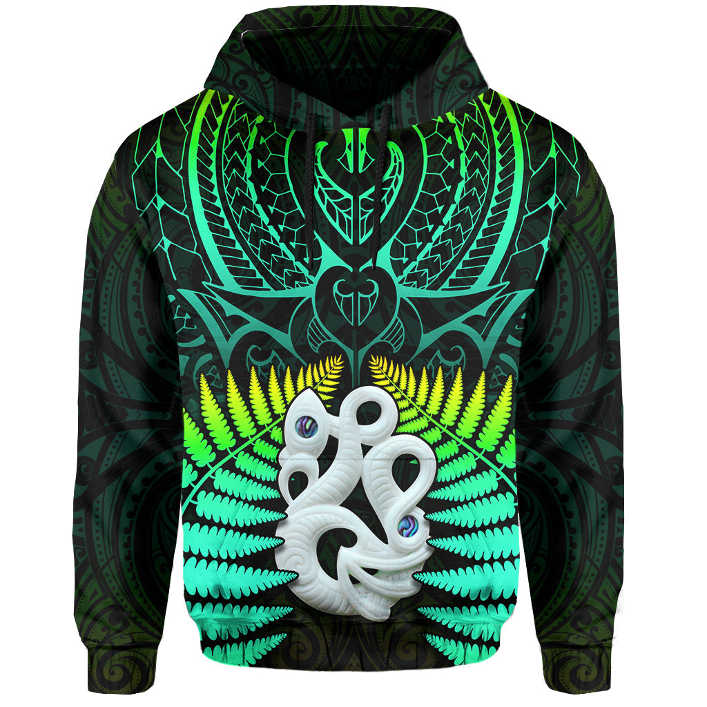 Custom Aotearoa Fern Hoodie New Zealand Hei Tiki Green Style LT13 - Wonder Print Shop